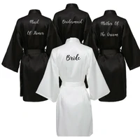 satin silk robe bride robe women wedding robe bridesmaid robes dressing bridal robes black