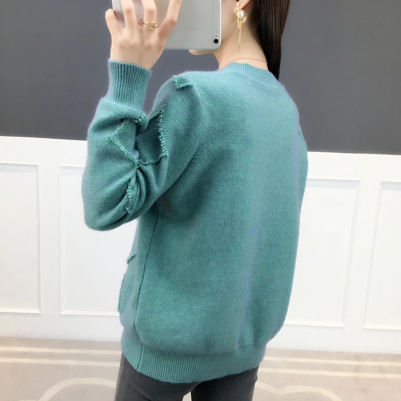 Women Solid Winter Sweater Chic Thick Pullovers Fashion Knitting Geometric Ladies Long Sleeve Casual Warm Lady |