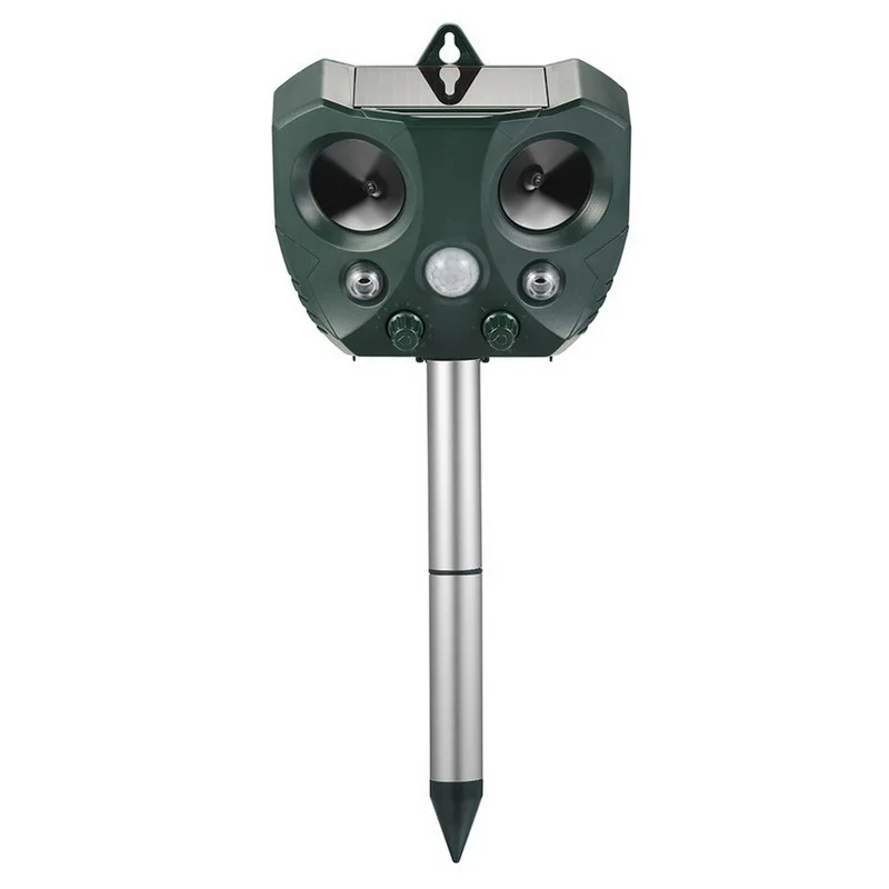 

Ultrasonic Dog Cat Pest Repellent with Motion Sensor Flashing Lights Outdoor Solar Powered Waterproof Farm Garden Yard Repellent