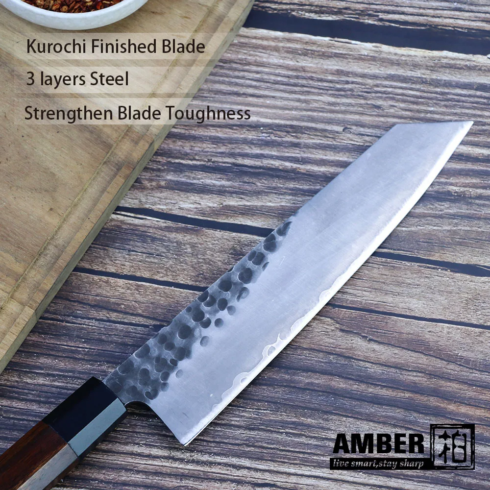 Японские кухонные ножи Kiritsuke PRO янтарный нож шеф повара ручной работы инструменты
