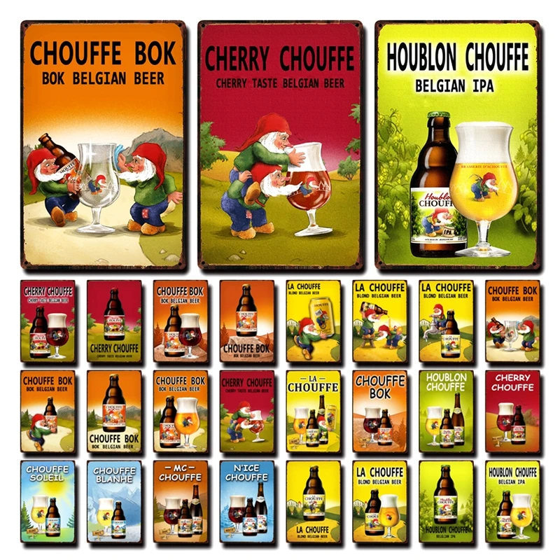 

[ Kelly66 ] Belgian Beer La Mc Cherry Nice CHouffe Bok Tin Art Metal Sign Home Decor Painting 20*30 CM Size Dy182