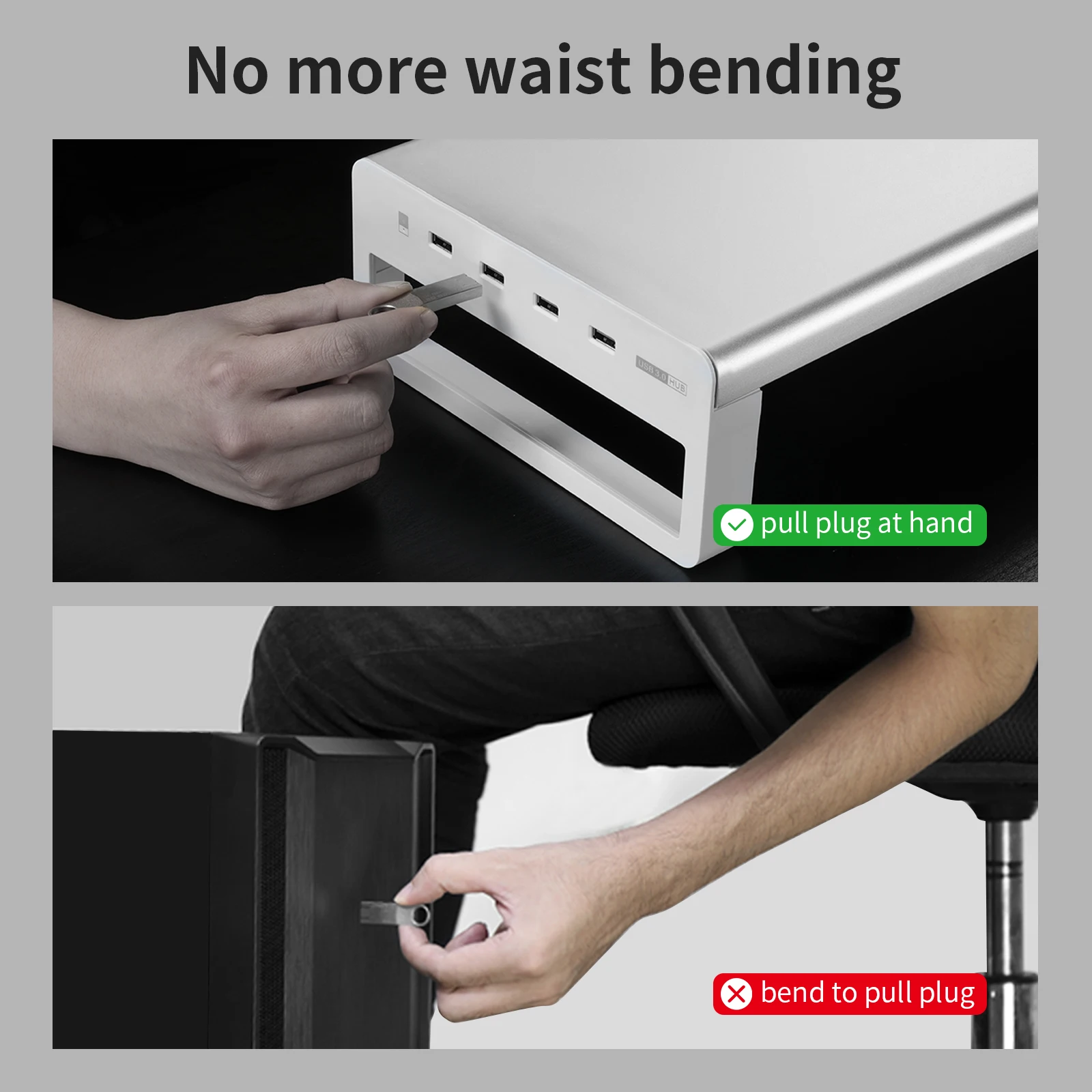 Алюминиевый металлический подставка для монитора с USB 3.0 поддержка передачи