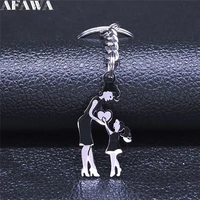 mom daughter love stainless steel key chain for women silver color mum keychains jewelry llaveros mothers day gift n537s01