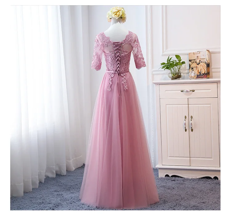MNZ-9858Z# платье подружки невесты новые зимние рождественские платья средней длины с длинными рукавами г. Бледно-лиловый на шнуровке для девочек