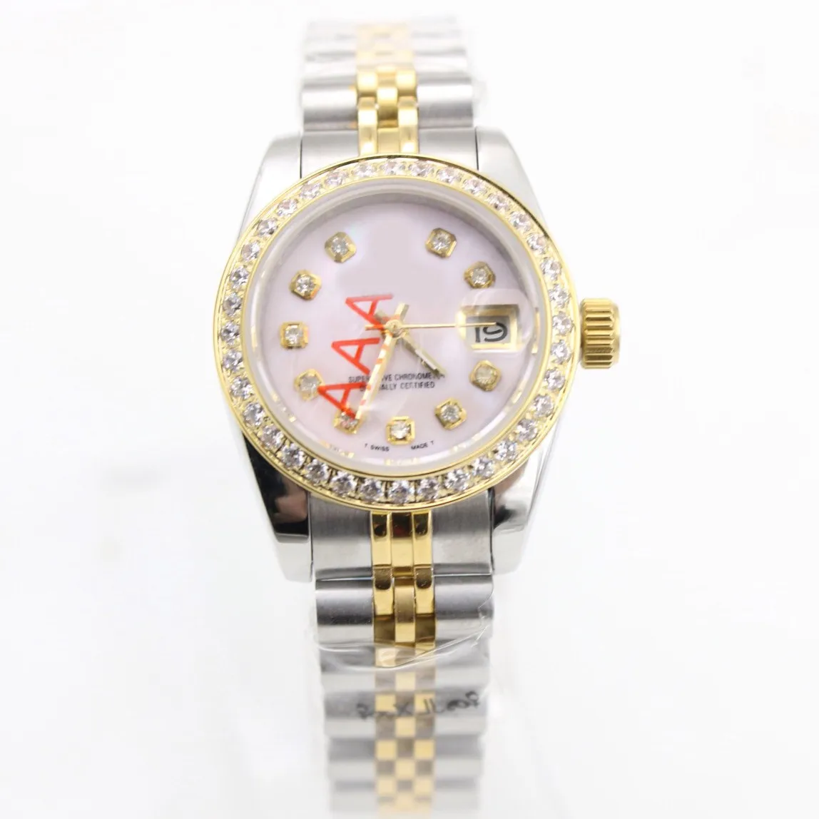 

Pink shell face Luxury lady's watch automatic mechanism stainless steel AAA 2813