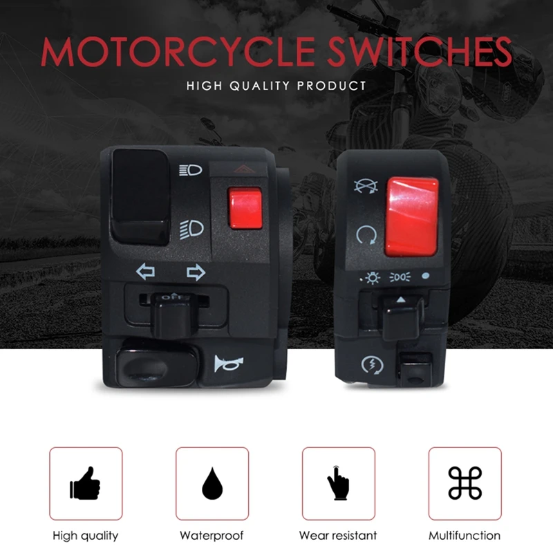 

7/8 Inch 22mm ATV Motorcycle Handlebar Control Switches Left Right for Horn Button Turn Signal Fog Light Warning Light