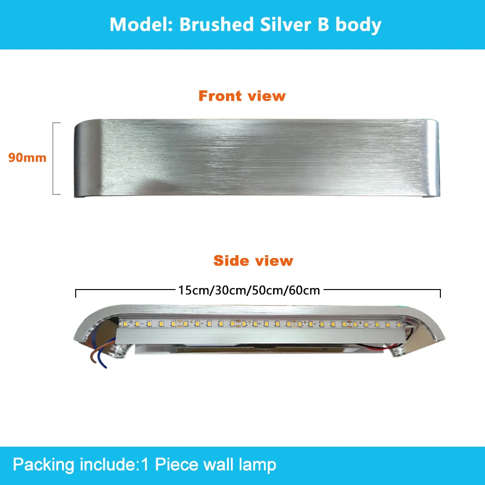 Brushed Silver B Современный светодиодный настенный светильник, лестничный светильник, бра, прикроватная лампа, настенный светильник для ванной комнаты, зеркальный светильник AC110~ 260V ZBD0001 - Цвет абажура: Brushed Silver B