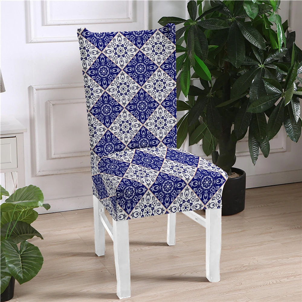 Чехлы для стульев из синего и белого фарфора | Дом сад