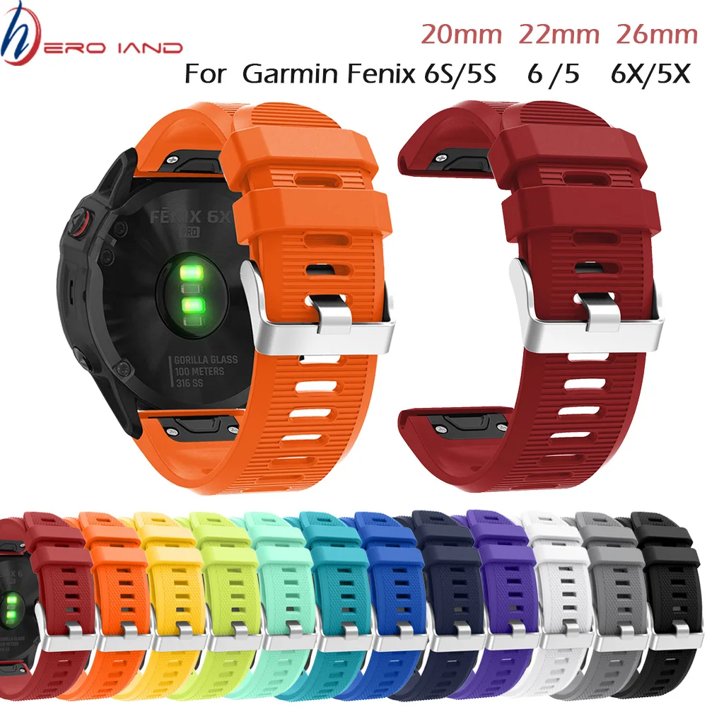 

26 22 20mm Watchband for Garmin Fenix 6X 6 6S 5X 5 5S Plus 3 3 HR Forerunner 935 Watch Quick Release Silicone Wrist Band Strap