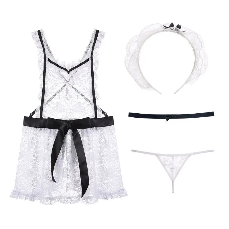 

Sexy naked back one-piece maid maid uniform temptation lace stitching sexy lingerie set clothes women