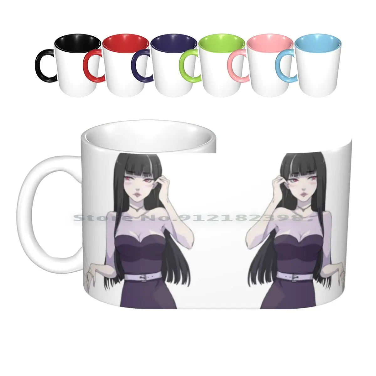 

Chiyuki Ceramic Mugs Coffee Cups Milk Tea Mug Death Parade Chiyuki Girls Purple Anime Nipuni Creative Trending Vintage Gift