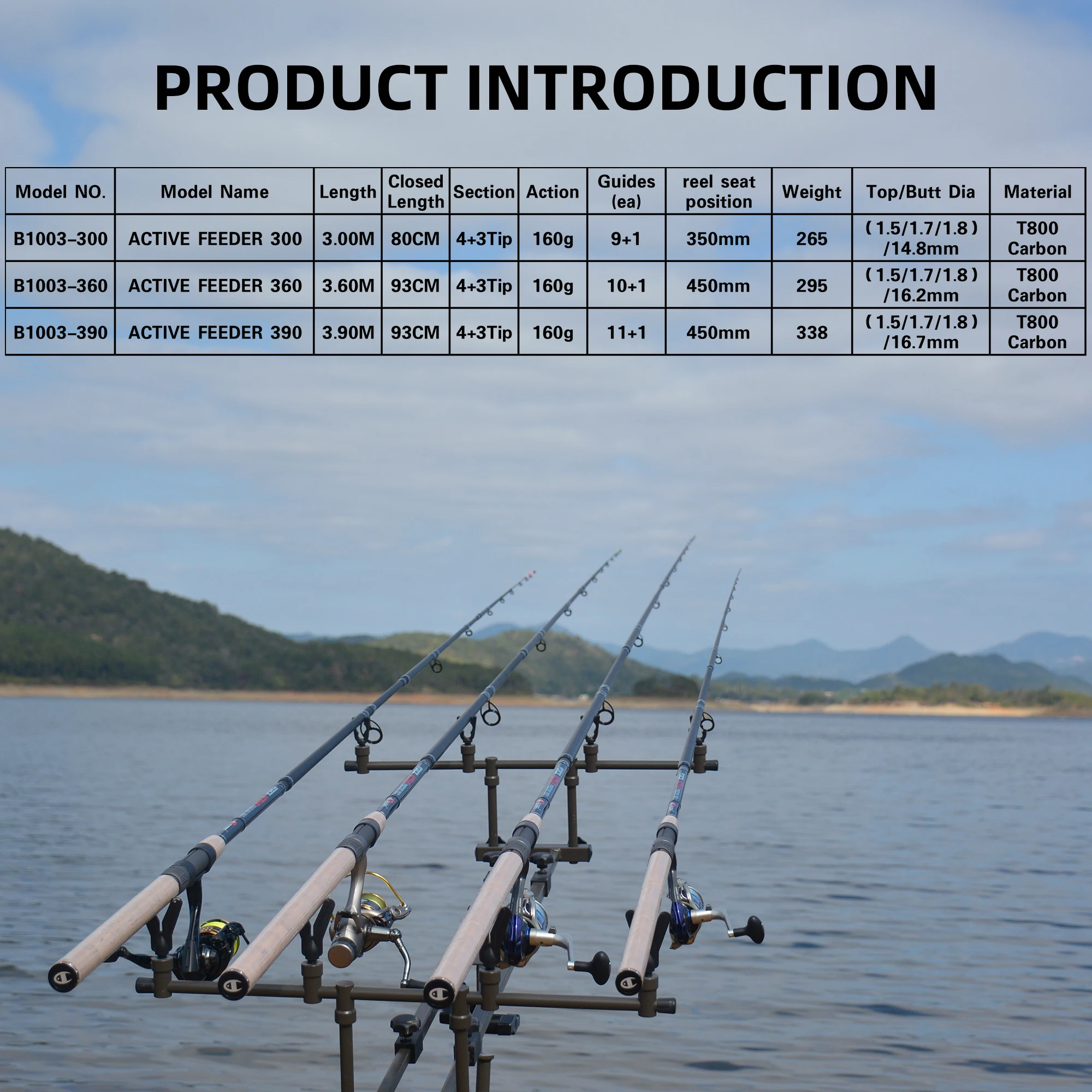 BUDEFO ACTIVE FEEDER fishing rod 3.0/3.6/3.9m spinning casting travel fuji A-ring guide carp feeder action max 160g | Спорт и