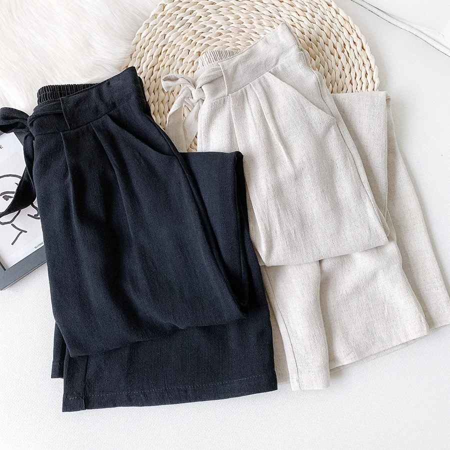 

Cotton and Linen Wide-leg Pants Women's Summer Thin Section Large Size Loose Casual Literary Temperament Linen Pants Women