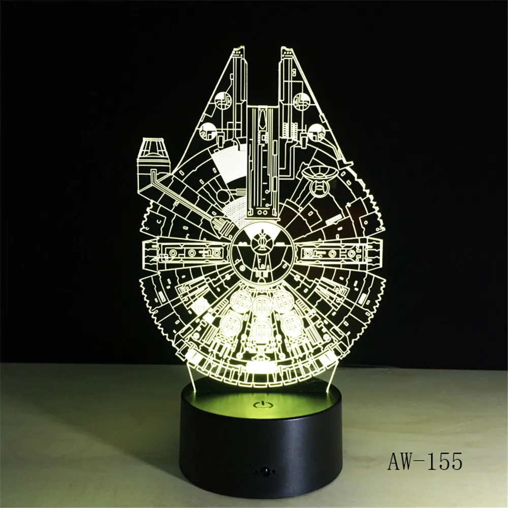 3D светодиодный ночник Falcon из Звездных войн 7 цветов атмосферная лампа новинка