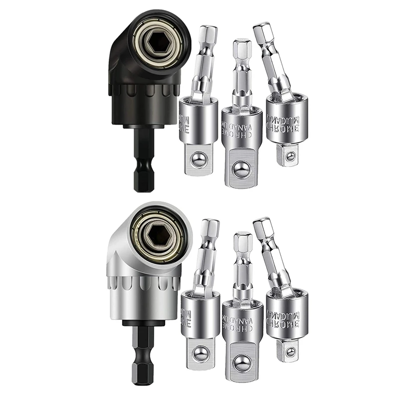 

4 Pcs Power Drill Sockets Adapter Sets 360°Rotatable Hex Shank Impact Driver Socket Adapter 1/4inch 3/8inch 1/2inch