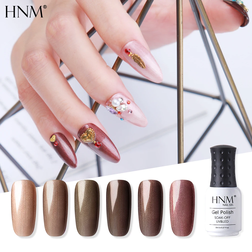 HNM 8 мл Бронза Серии УФ-гель для ногтей DIY нарл искусство впитывающийся Гибридный