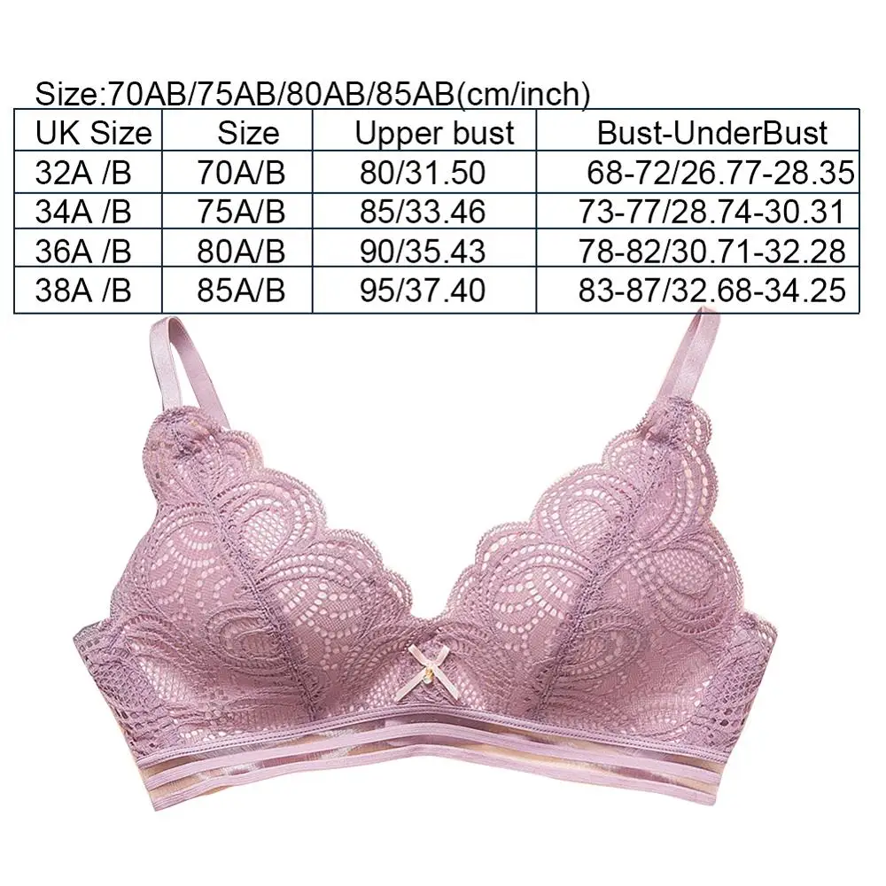 

Women Lingerie Bra Set Fashion Lady Girls No Steel Ring Sexy Lace Bra Briefs Set Female Floral Underwear Triangle Thin Mold Cup