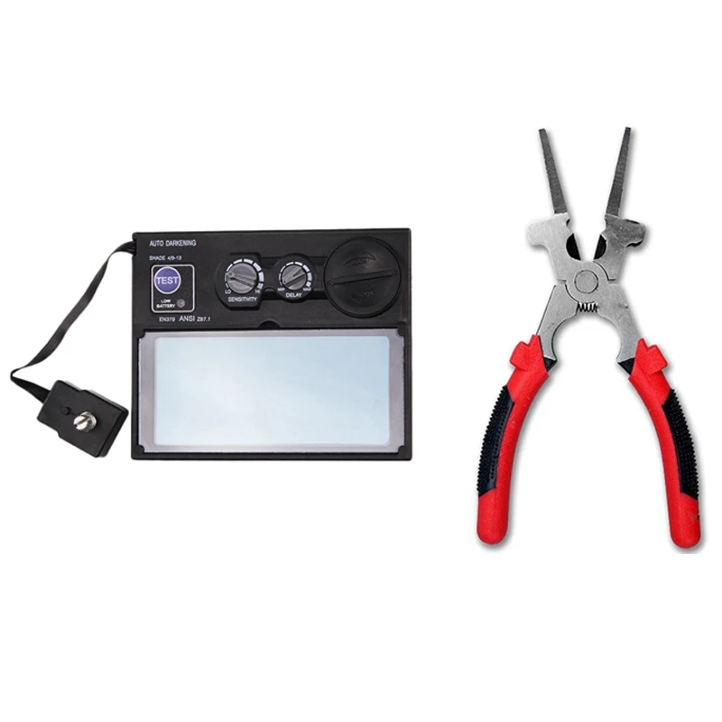 

1x Gas Shielded Welding Tongs Welder Pliers & 1 Pcs Solar Auto Darkening Welding Lens Panel Welding Helmet Mask