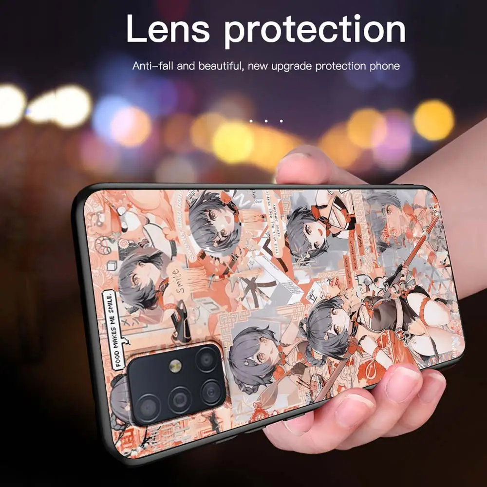 

Anime Genshin Impact Case For Samsung Galaxy A51 A71 A21s A31 A12 A72 5G A21 EU A52 4G A41 A11 Black Soft Phone Coque Capas