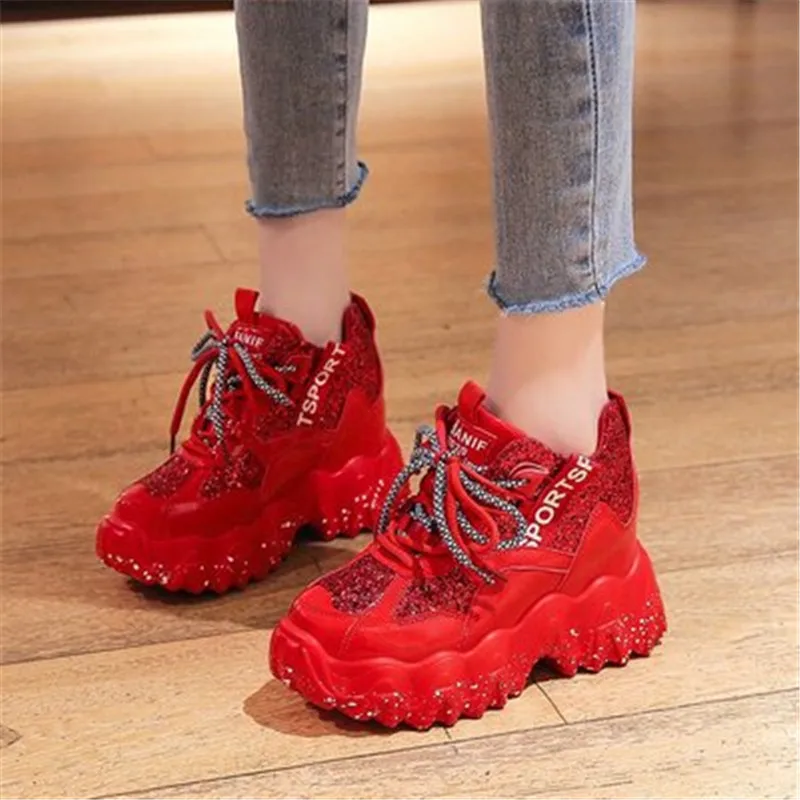 

Sneakers Women Spring 2020 Fashion Sequined Cloth Bling Breathable Round Toe Leisure Chunky Women Shoes Tenis Feminino Eu 34-39