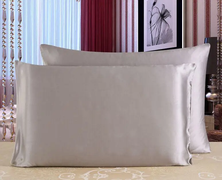 8 19m/m 100% pure silk pillowcase satin charmeuse fabric double side standard queen size 51cm*76cm | Дом и сад