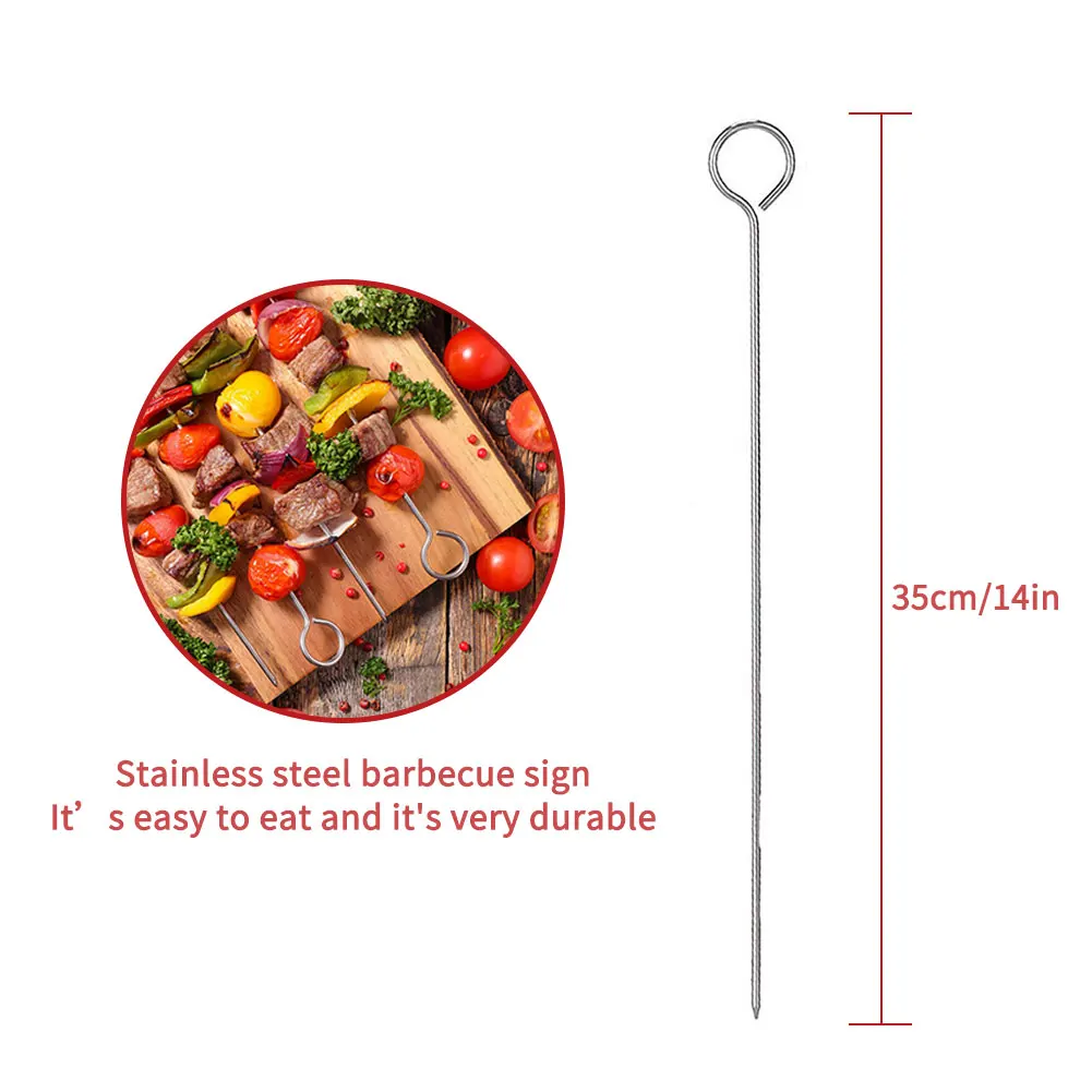 

10PCS BBQ Skewers Stainless Steel Kebab Barbecue Grilling Sticks Accessories 30cm Healthy And Harmless Reusable BBQ Sticks