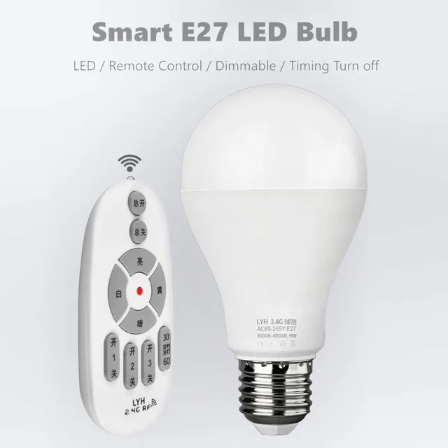 BSOD AC 85-265V 7W Bombilla mágica LED con control remoto luz de emergencia  blanca cálida con batería recargable incorporada E27 lámpara para
