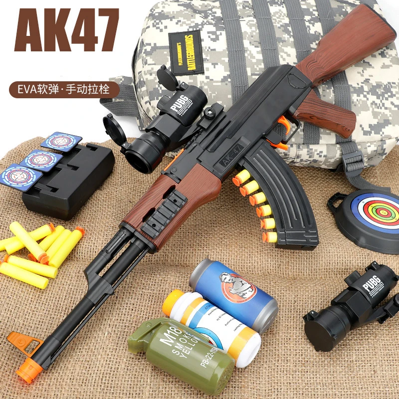 Ручной пневматический пистолет AK47 для страйкбола игрушечный с мягкими пулями