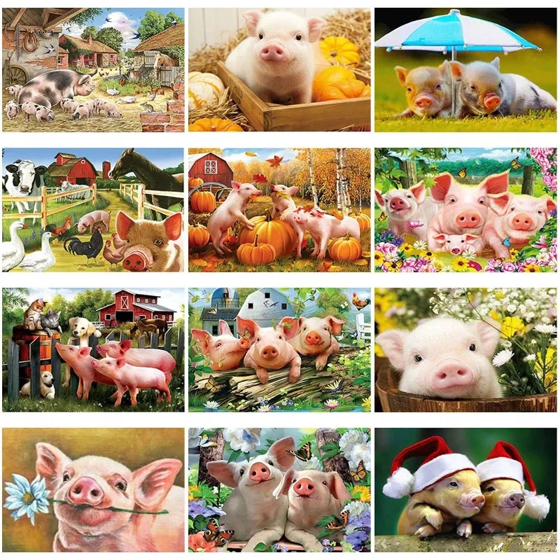 

Diamond Painting Kit Cute Pig Mosaic Arts and Crafts for Adult Handmade Paint Full Drills Jewel Cross Stitch Home Deocr