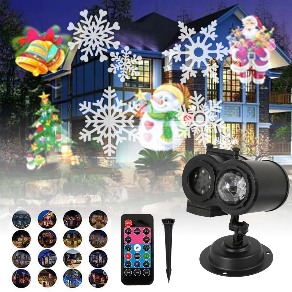 Рождество снежинка лазерный Светильник проектор перемещение Снег Открытый