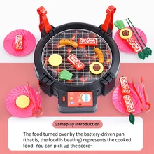 Children Play House Cooking Oven Simulation Grill Toy Electric Barbecue Cook Kitchen BBQ Toy Set Education Kitchen Barbecue Game