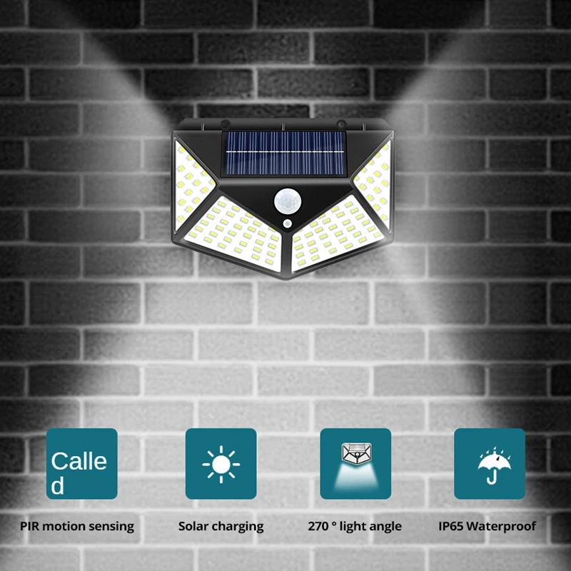 

Solar Lights Outdoor 100LED 3 Modes 270° Lighting Angle Motion Sensor Wireless Waterproof Wall Lights Solar Powered Bright Lamp