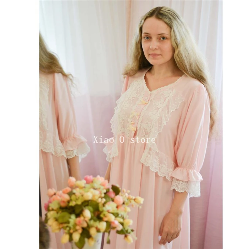 Loose Nightgown Women Long Nightdress Sleepwear Ladies Princess Sleepwear Ankle Length Nightwear Dress