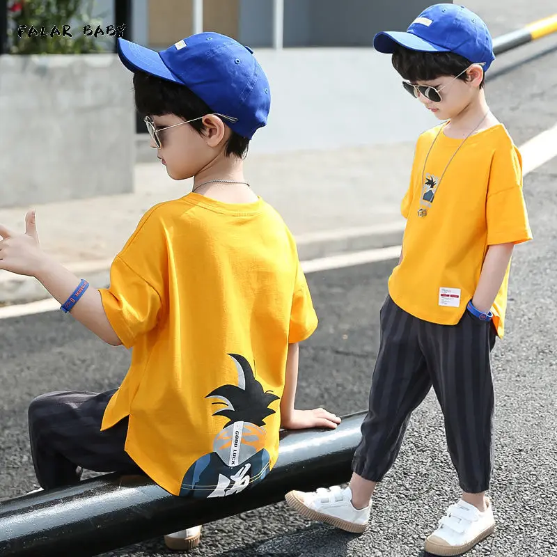

Kids Boys Clothes teenage Boy Summer Clothing Sets Short Sleeves Tops Shirt+pant Suits Children Clothing outfit 10 12 14y