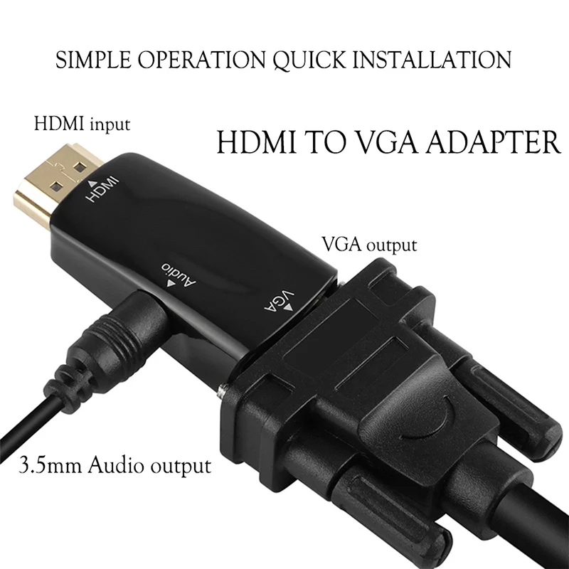 Адаптер HDMI VGA Аудиокабели преобразователь штекер гнездо HD 1080P для ПК ноутбука ТВ