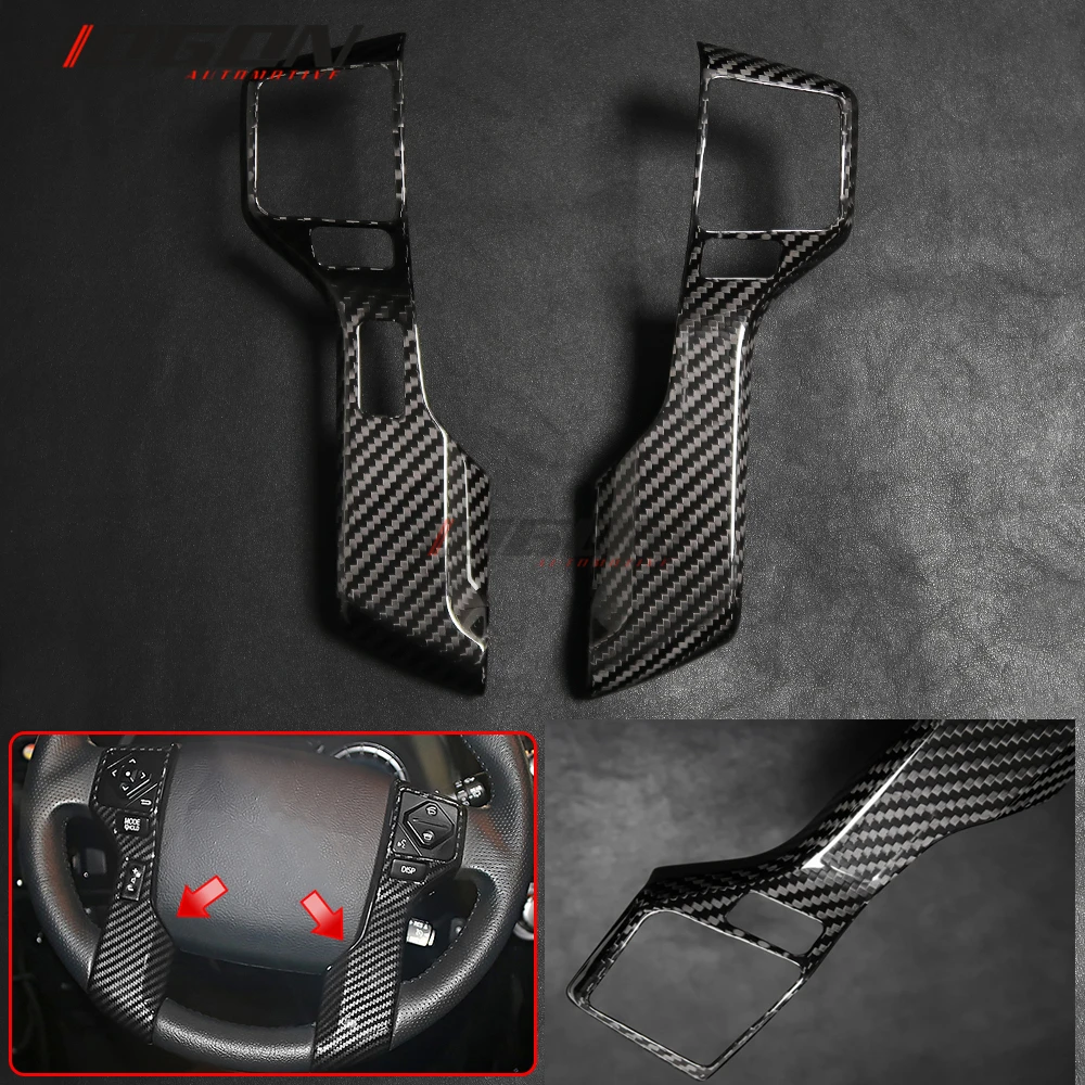 

Dry Carbon Fiber For Toyota Tacoma 16-19 Tundra Sequoia 18-19 Car Accessories Interior Steering Wheel Button Panel Frame Trim