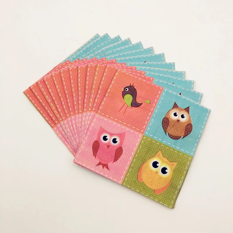 20 шт. одноразовые бумажные салфетки с рисунком совы животных для свадьбы дня