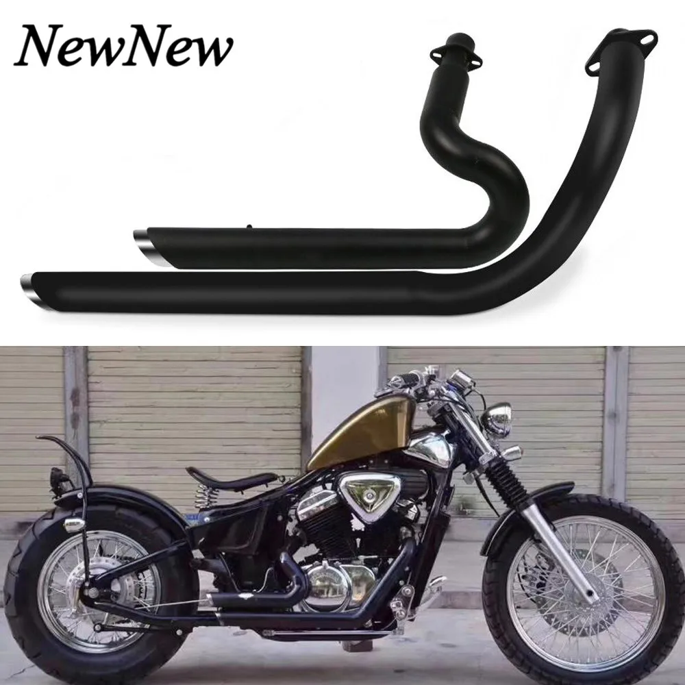 Черный Для Honda Steed Shadow 400 600 VLX400 VLX600 VT400 C VT600 C выхлопная труба мотоцикла с глушителем съемный глушитель - Цвет: Черный