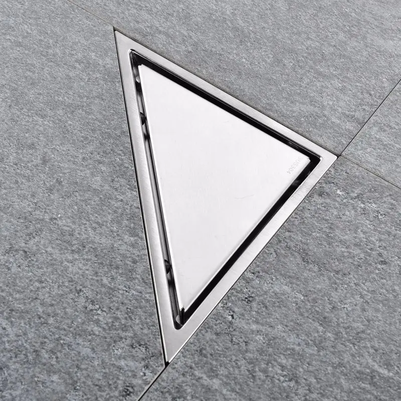 

Hidden Type Triangle Floor Drain 304 Stainless Steel Bathroom Tile Invisible Shower Drain Hair Catcher Strainer Clean