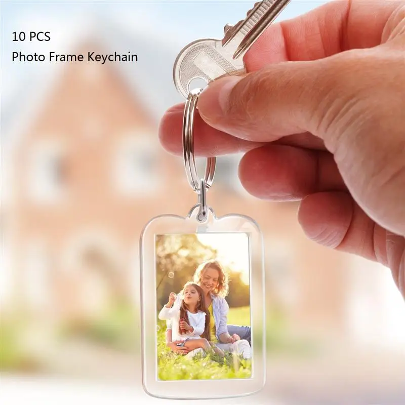 10 шт. акриловая фоторамка брелок прямоугольник пустая вставка разъемное кольцо