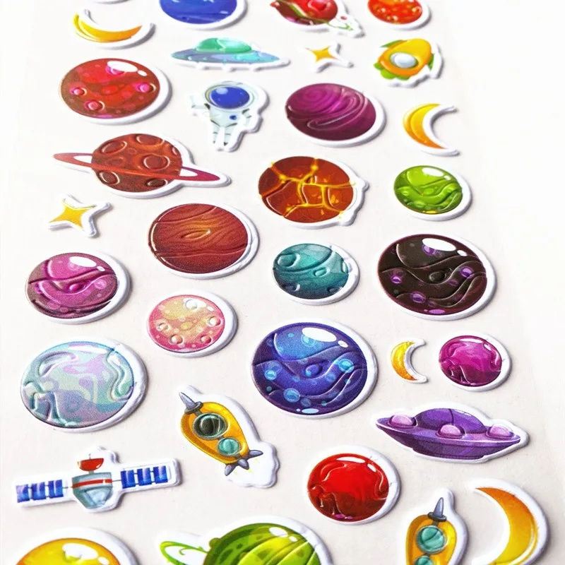 

10pcs The Universe Planet Series Stickers Creative Kindergarten Rewards Bubble Stickers 3D Puzzle Stereo Stickers