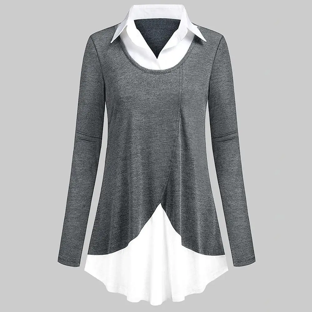 Женская Толстовка Весна 2020 Повседневный длинный рукав отложной воротник