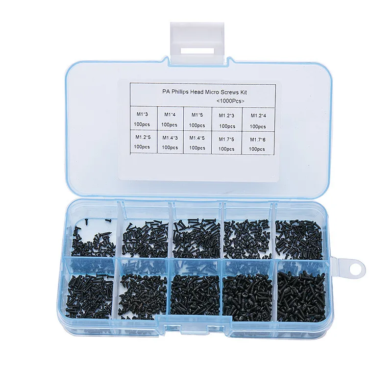 500/1000pcs/set M1 M1.2 M1.4 M1.7 Mix Pa Phillips Head Micro Screws Round Self-tapping Electronic Small Wood Kit | Обустройство дома