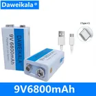 Литий-ионная аккумуляторная батарея 2021 9 в 6800 мАч, Литиевые Батарейки Micro USB 9 В для мультиметра, микрофона, игрушек, пультов управления, KTV