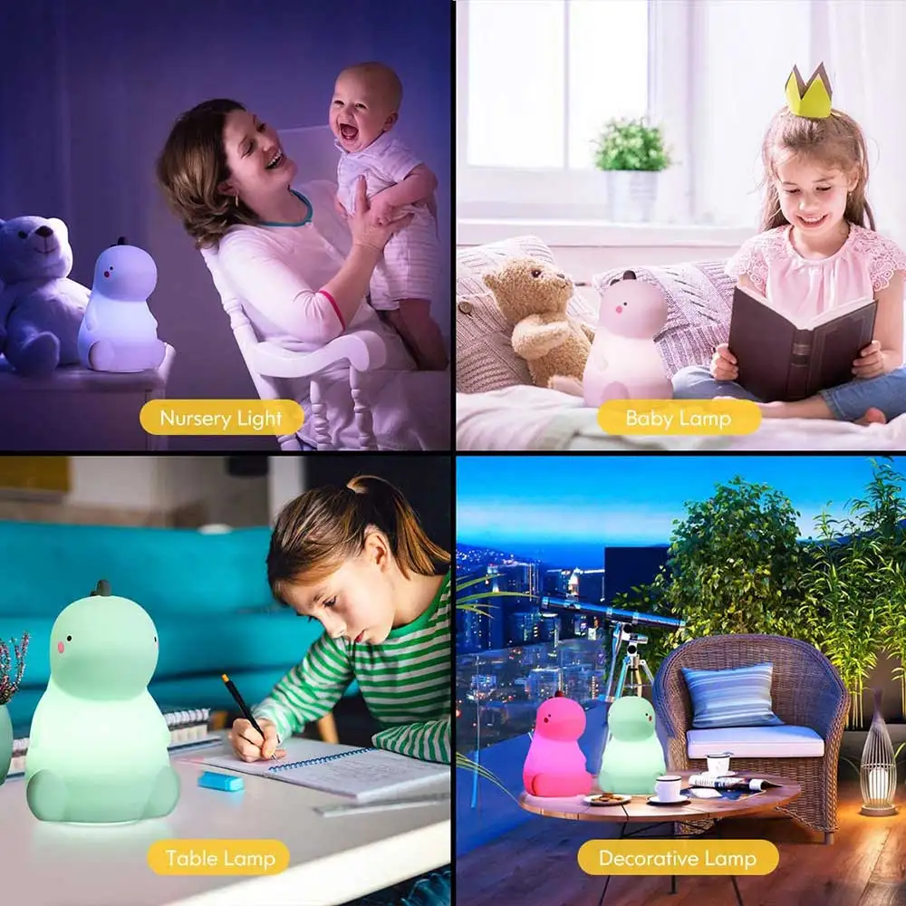 

Colorful Projection Lamp Kid Soft Clap Light Soft Dinosaur Silicone Pat Touch Night Lamp Color Changing Luminous Toy Xmas Gift