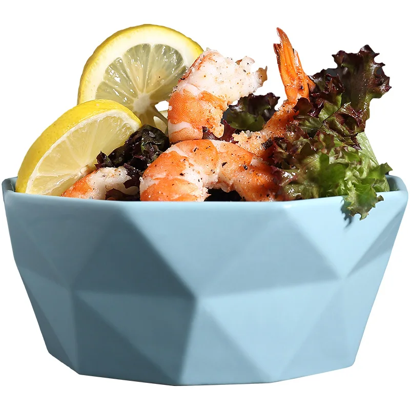 

8- ceramic creative salad bowl fruit bowl home noodle soup bowl dessert breakfast rice matte frosted northern Europe