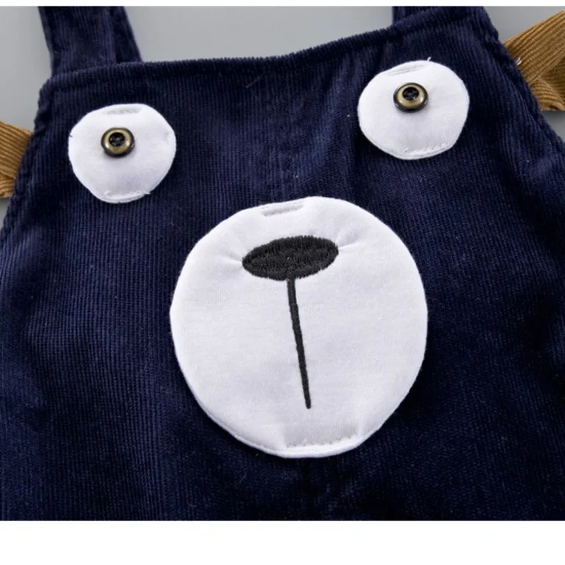 

Autumn Children Clothes Baby Boys Girl Striped T Shirt Cartoon Strap Pants 2Pcs/sets Kid Cotton Clothing Suit Toddler Tracksuits