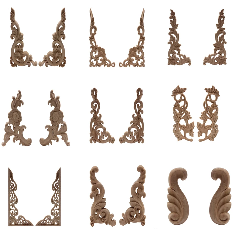 2 шт. неокрашенные современные листья цветы большой деревянный угловой шкаф