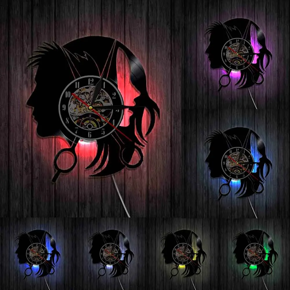 Парикмахерские знак Виниловая пластинка настенные часы парикмахерские Shope