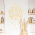 Простая и художественная самоклеящаяся Настенная Наклейка с золотым лотосом, настенные украшения, настенные наклейки для спальни и гостиной